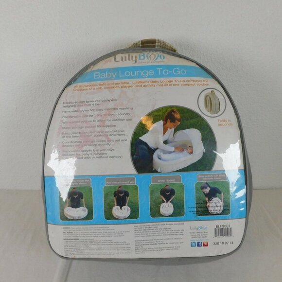 LulyBoo Baby Lounge To-Go Backpack Beige Play Nap Changing Activity Bar BLFN001 - Picture 6 of 12